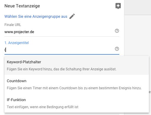 Keyword-Platzhalter zur Verbesserung des Google AdWords Qualitätsfaktors verwenden