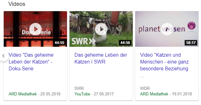Neue Darstellungsform von Videos in einem Karussell