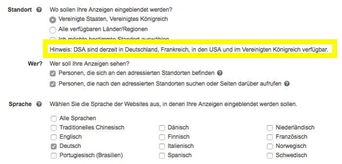 DSA Kampagnen bei Bing Ads