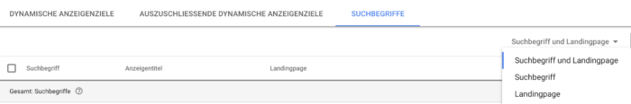 Leistungsdaten von Landingpages zu bestimmten Suchbegriffen