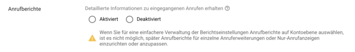 Anrufberichte im Google Ads