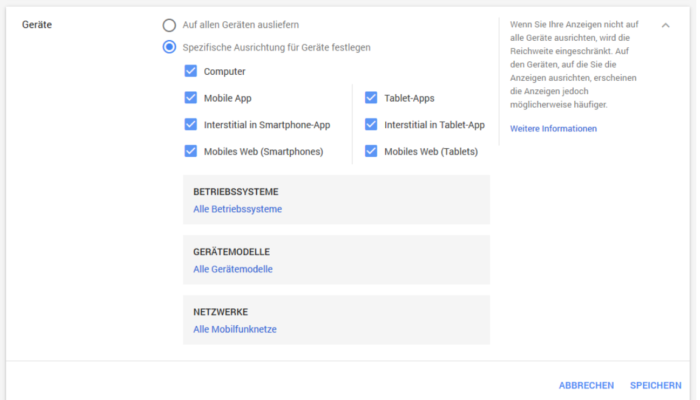 Ausschluss mobiler Apps in Google Ads