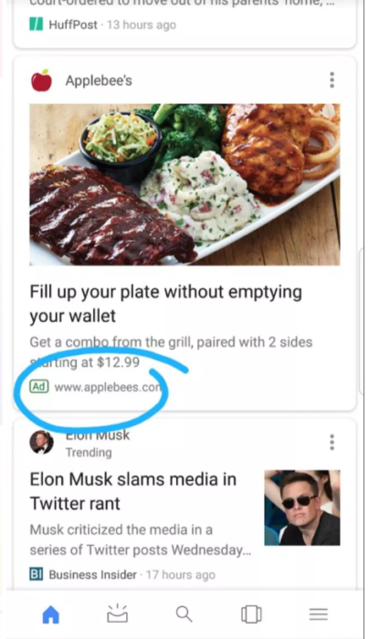 Ads im Google Feed