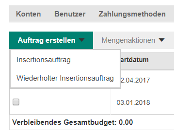 “Wiederholter Insertionsauftrag” bei Bing Ads einrichten