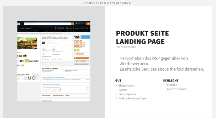 Quelle: Vortrag “Mobile Landing Pages - Kunden von Adwords, Facebook und Whatsapp konvertieren. 12 LP Typologien für die nächste Kampagne” von Kai Radanitsch