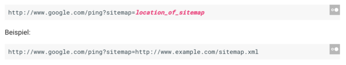 GET Anfrage zum erneuten Crawl der Sitemap