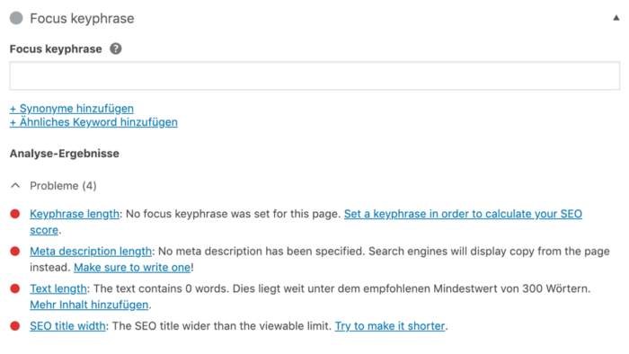 Wordpress Yoast: Focus Keyphrase