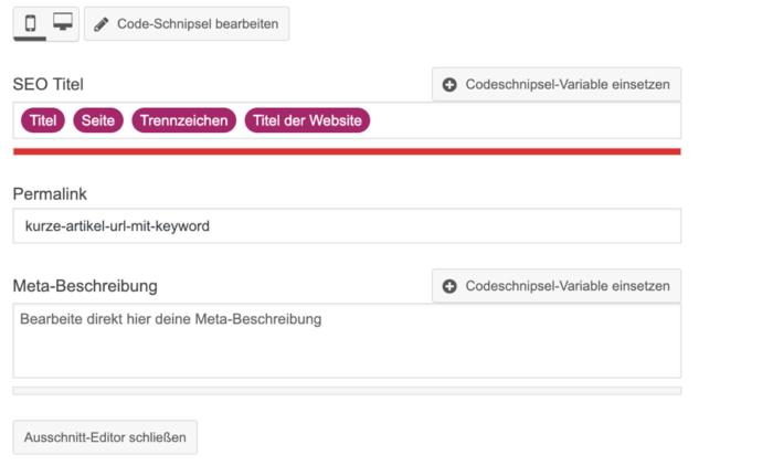 Wordpress Einstellungen Metadaten