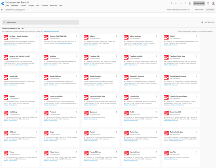 datenquellen Supermetrics