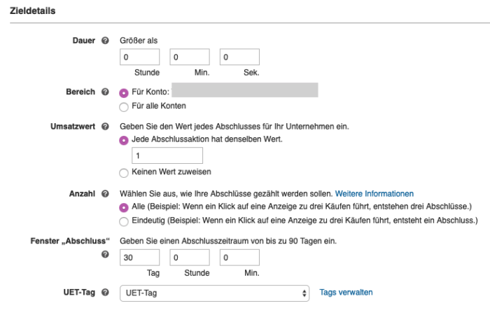 Zu sehen ist das Menü zum Einrichten der Sitzungsdauer