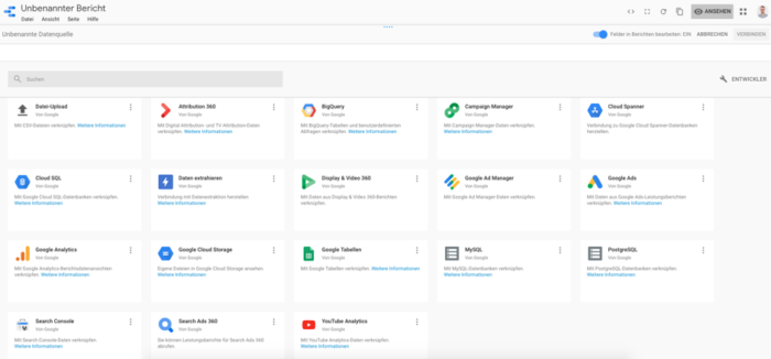 data studio datenquellen