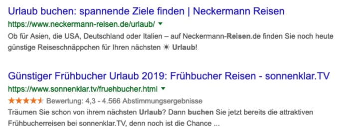 Zu sehen ist ein Beispiel für Rich Snippets