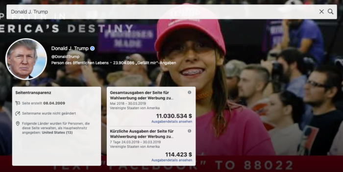 Trumps Facebook-Ads-Profil