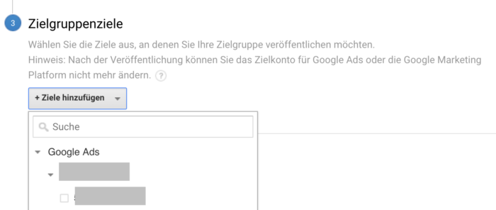 Funktion, um Google Ads mit Google Analytics zu verknüpfen