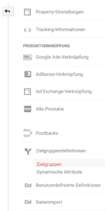 Fundort der Funktion Zielgruppen im Google Analytics