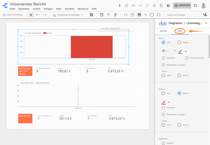 Dashboard individualisieren