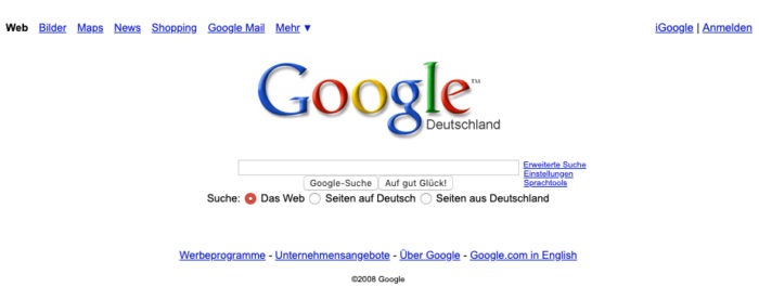 Zu sehen ist die Google Maske 2008