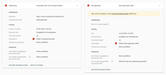 Zu sehen ist ein Screenshot des URL-Prüftools mit den verschiedenen Einstellungen.