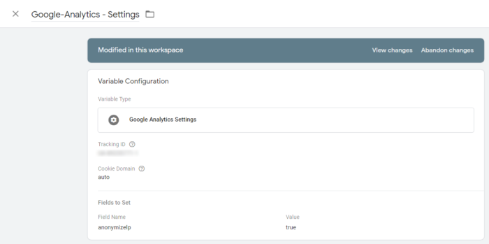 Einstellungsfenster des Tools "Google-Analytics"