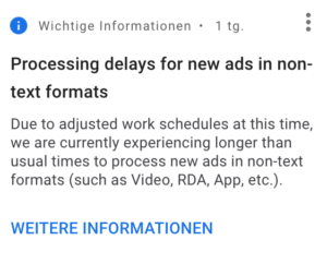 Informationsfenster auf Google Ads