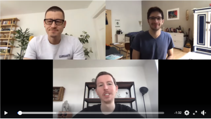 Screenshot eines Videos mit André, Steffen und Max, die das Home Office-Webinar im Video vorstellen