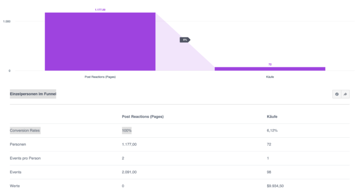 Screenshot einer Analyse in den Facebook Insights