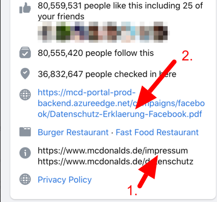 Das Impressum auf Facebook neu designter Seite ist nicht rechtskonform