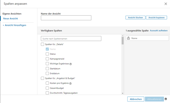 Auf LinkedIn können nun auch die Spalten angepasst werden