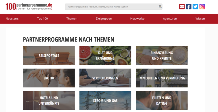 Strahlt im neuen Design - 100partnerprogramme.de