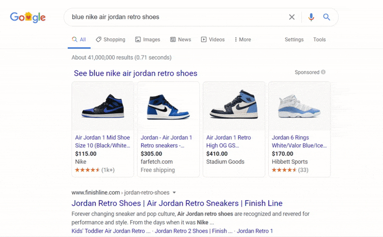 GIF der Google Shopping Ads Hover Images Funktion