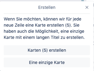 Screenshot der Funktion "Mehrere Karten einfügen"