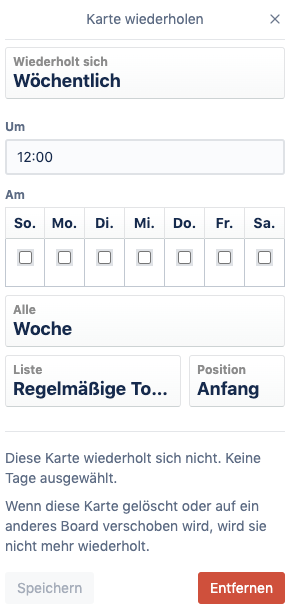 Screenshot des Card-Repeater als Power-Up für wiederkehrende Aufgaben