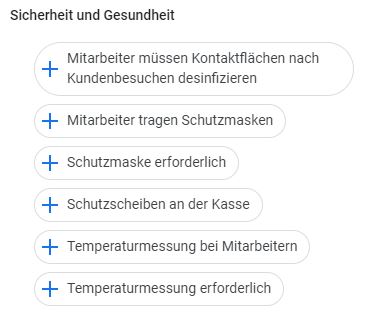 Liste mit neuen Attributen für Google-My-Business-Einträgen
