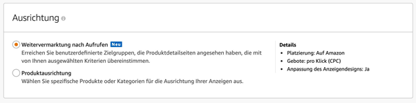 Screenshot Zielgruppenausrichtung in Sponsored-Display-Kampagnen 1