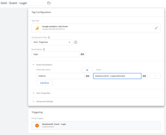 Abb.5 Google Analytivs 4 Ereignis-Tag im Google Tag Manager