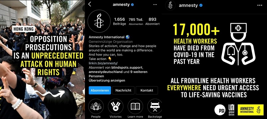 Screenshot Amnesty International Instagram CI