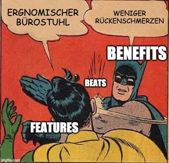 Meme Batman ohrfeigt Robin: Benefits beats features