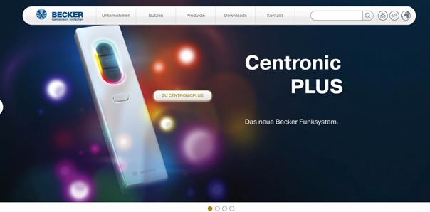 Screenshot Website Becker-Antriebe, Produkt: Centronic PLUS