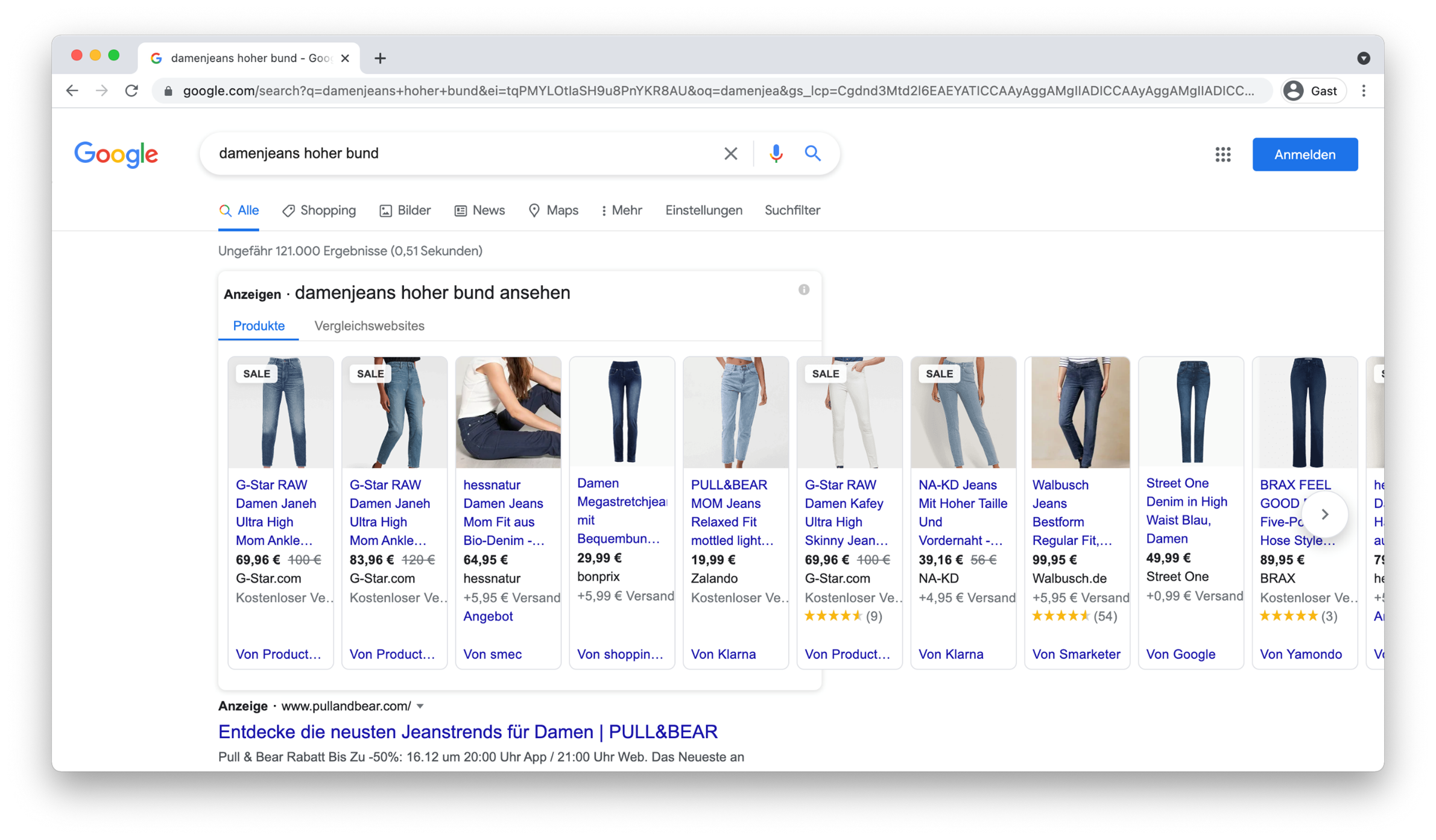 Screenshot Suchergebnis Google