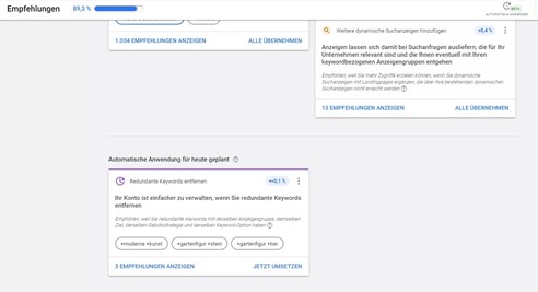 Screenshot Google Ads AAR-Update