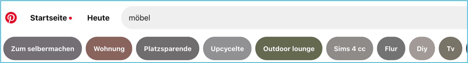 Screenshot Guided Search in der Pinterest Suche
