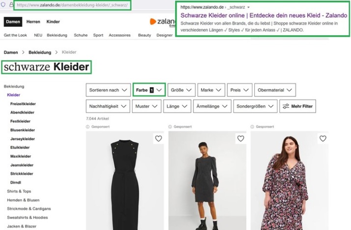 Keyword-Skalierung bei Zalando durch Filterseiten