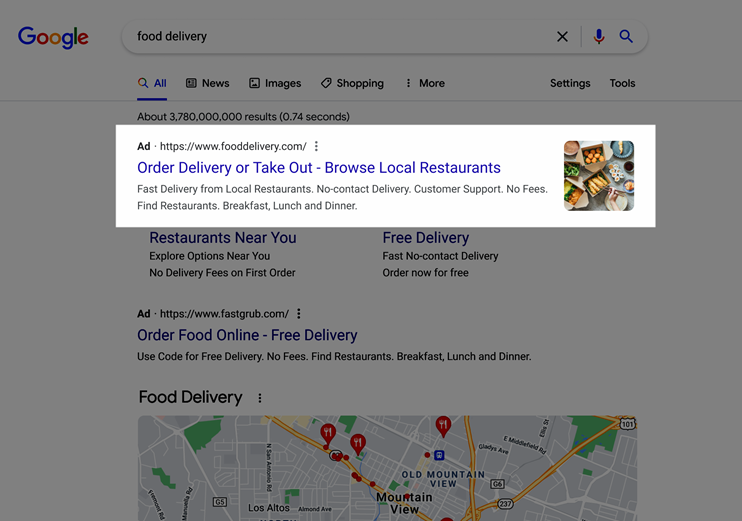 Screenshot Google Ads Bilderweiterungen auch für Desktop