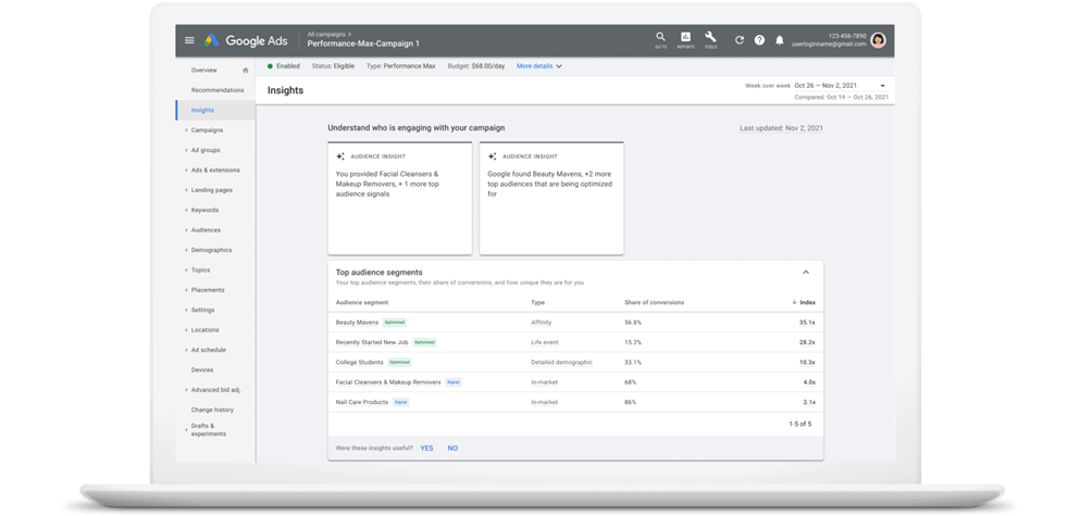 Screenshot Google Ads Change History Insights