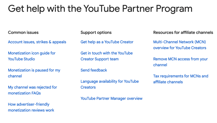 YouTube Partnerprogramm Help